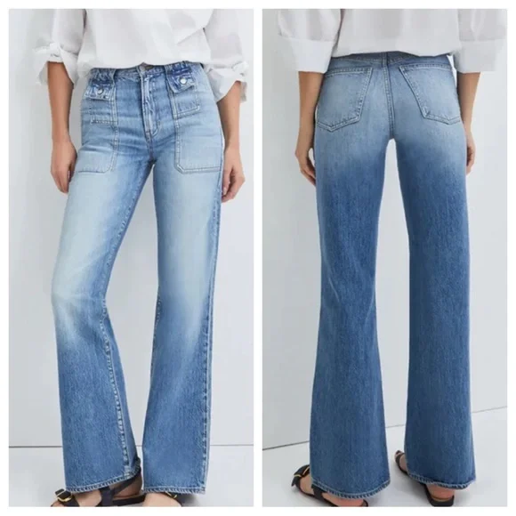 Veronica Beard Crosbie Wide Leg High Rise Jeans in Cape | 28 - Picture 1 of 12